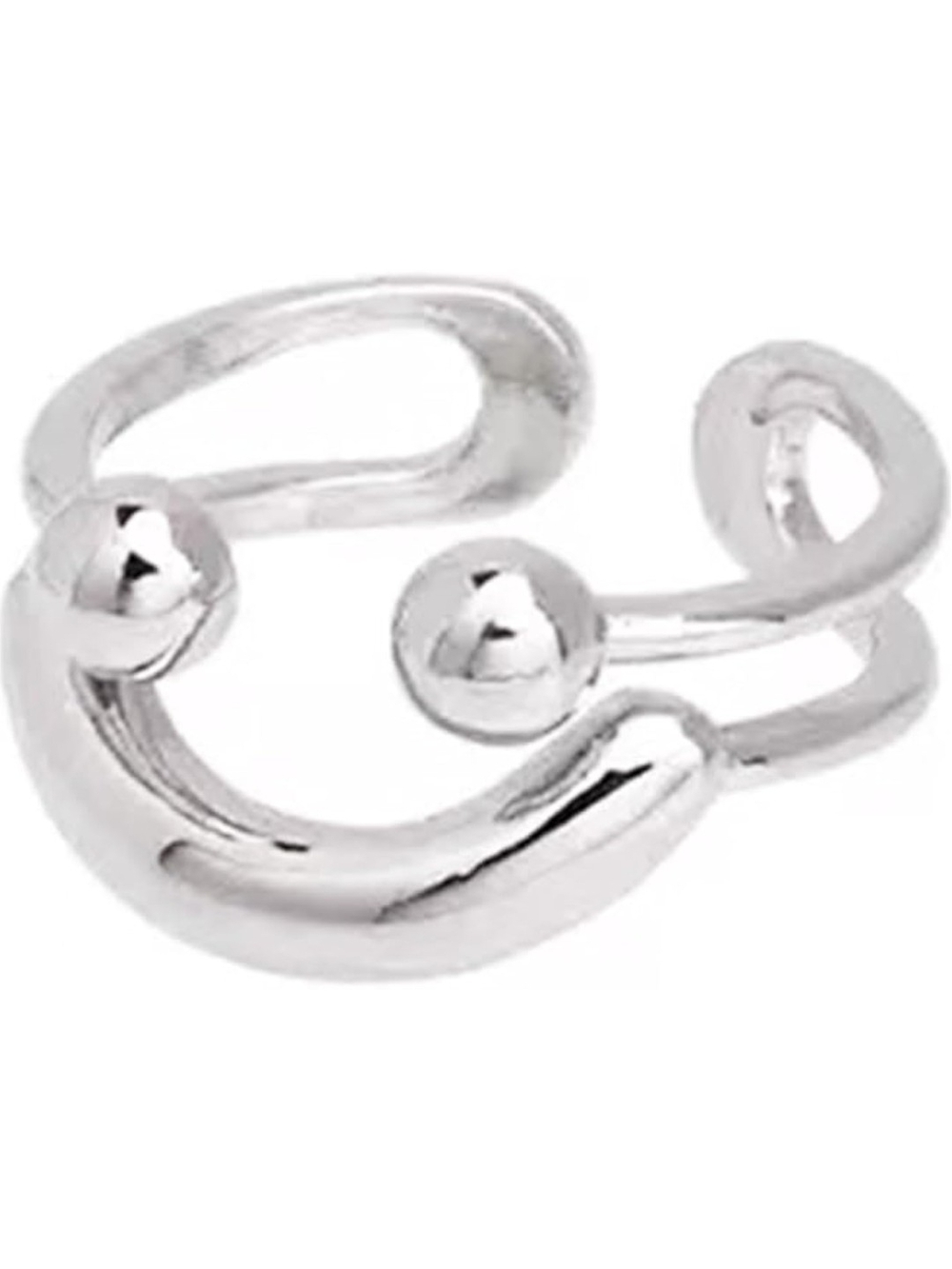 ✨⭐❤ Sterling Silver Open Cuff Ring - Polished Silver Tone SMILY  FACE 925  ❤️ 😊